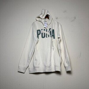 PUMA Hoodie Men XL Cream White Green Pullover Gymwear Workout Minimal NWT Runner